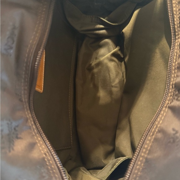 MCM Boston Satchel Hand Bag Nylon Leather Dark Brown Authenticated COA - Picture 6 of 16